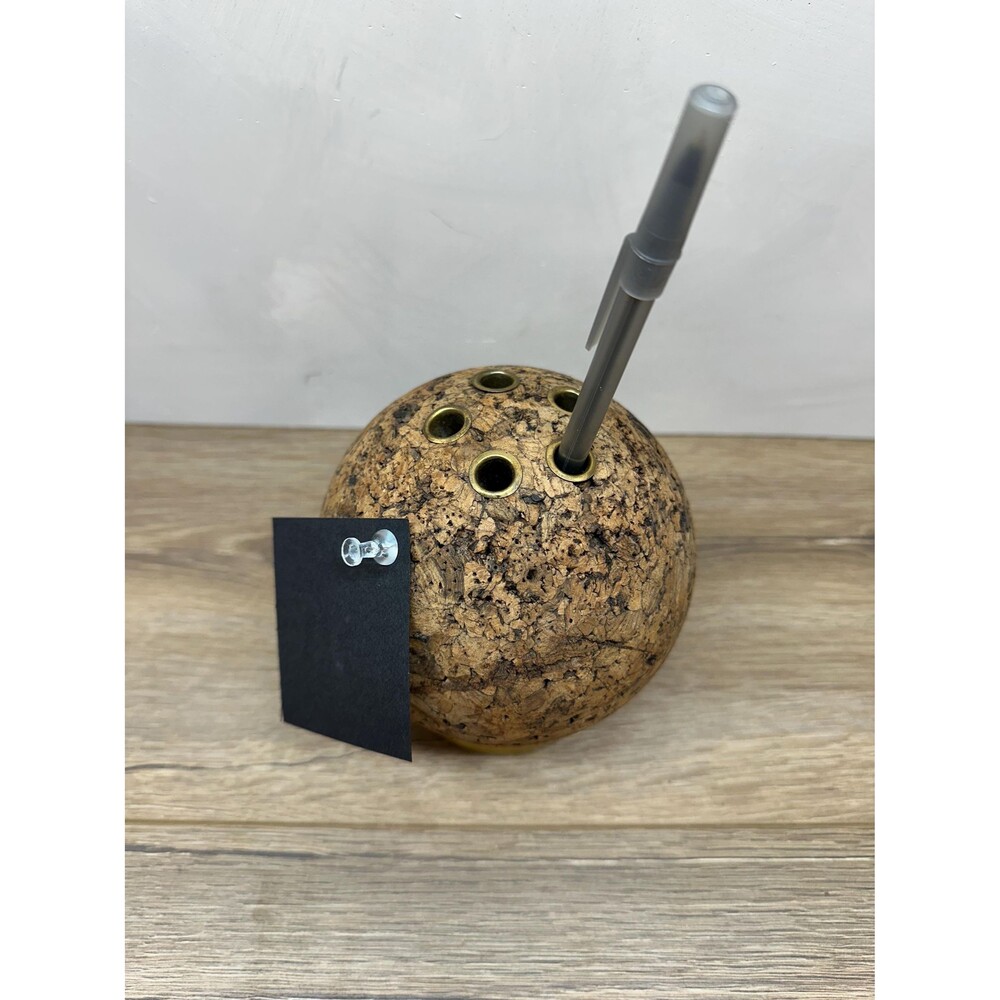 Vintage MCM Pat Bulletin Ball Ketcham McDougall Sphere Cork Board Pencil Holder